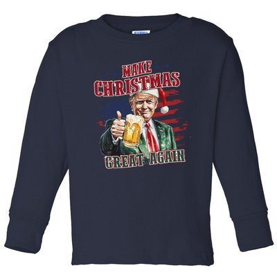 Make Christmas Great Again Trump Dancing Funny Xmas Ugly Toddler Long Sleeve Shirt