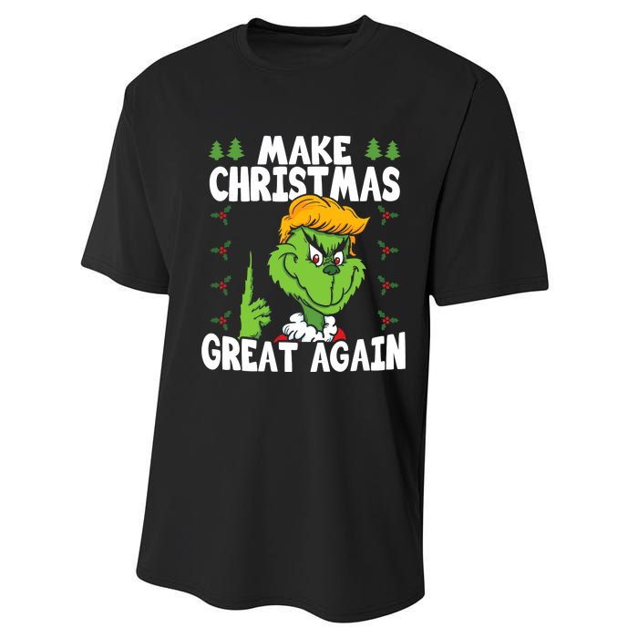 Make Christmas Great Again Donald Trump Xmas Funny Gift Performance Sprint T-Shirt