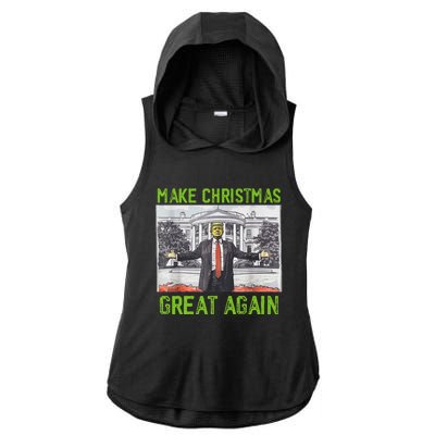 Make Christmas Great Again Trump Ladies PosiCharge Tri-Blend Wicking Draft Hoodie Tank