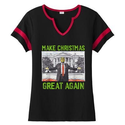 Make Christmas Great Again Trump Ladies Halftime Notch Neck Tee