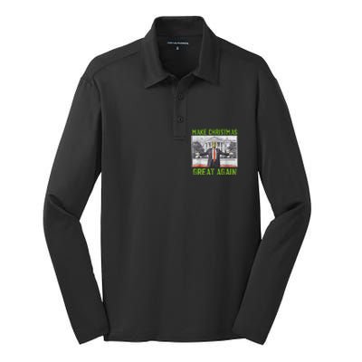 Make Christmas Great Again Trump Silk Touch Performance Long Sleeve Polo