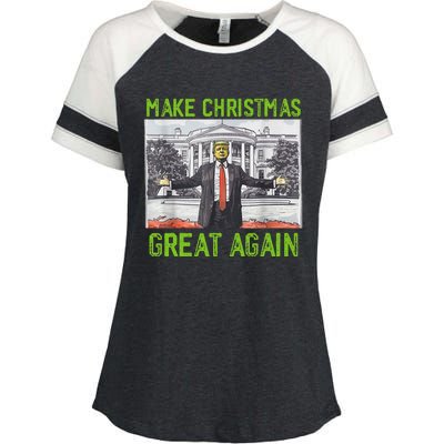 Make Christmas Great Again Trump Enza Ladies Jersey Colorblock Tee