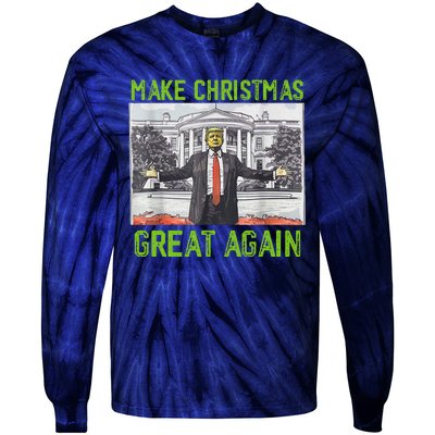 Make Christmas Great Again Trump Tie-Dye Long Sleeve Shirt