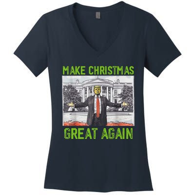 Make Christmas Great Again Trump Women's V-Neck T-Shirt