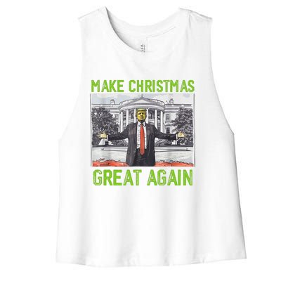 Make Christmas Great Again Trump Women's Racerback Cropped Tank