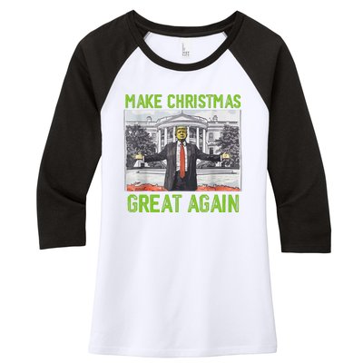 Make Christmas Great Again Trump Women's Tri-Blend 3/4-Sleeve Raglan Shirt