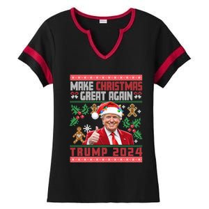 Make Christmas Great Again Santa Trump Ugly Gift Ladies Halftime Notch Neck Tee