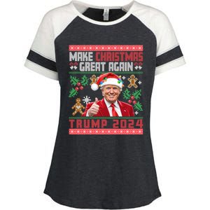 Make Christmas Great Again Santa Trump Ugly Gift Enza Ladies Jersey Colorblock Tee