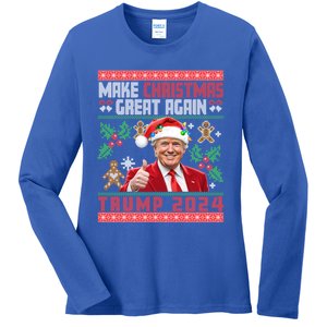 Make Christmas Great Again Santa Trump Ugly Gift Ladies Long Sleeve Shirt