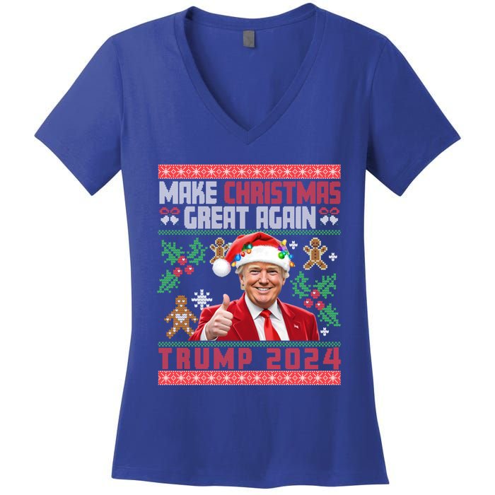 Make Christmas Great Again Santa Trump Ugly Gift Women's V-Neck T-Shirt