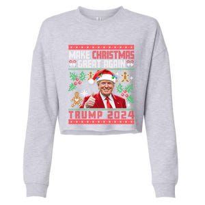 Make Christmas Great Again Santa Trump Ugly Gift Cropped Pullover Crew