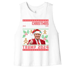 Make Christmas Great Again Santa Trump Ugly Gift Women's Racerback Cropped Tank