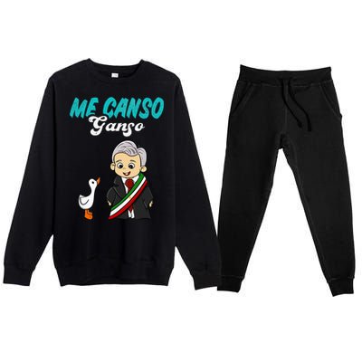 Me Canso Ganso Baby Amlo Cute Lopez Obrador Mexico Premium Crewneck Sweatsuit Set