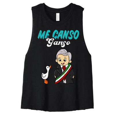 Me Canso Ganso Baby Amlo Cute Lopez Obrador Mexico Women's Racerback Cropped Tank