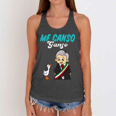 Me Canso Ganso Baby Amlo Cute Lopez Obrador Mexico Women's Knotted Racerback Tank