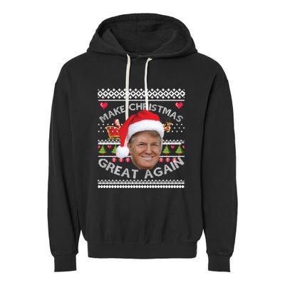 Make Christmas Great Again Trump Ugly Christmas Xmas Gift Garment-Dyed Fleece Hoodie