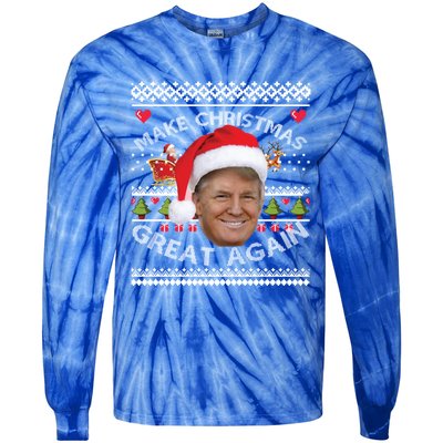 Make Christmas Great Again Trump Ugly Christmas Xmas Gift Tie-Dye Long Sleeve Shirt