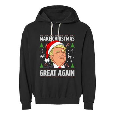 Make Christmas Great Again Trump Ugly Christmas Garment-Dyed Fleece Hoodie