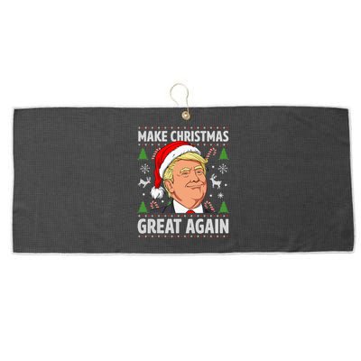 Make Christmas Great Again Trump Ugly Christmas Large Microfiber Waffle Golf Towel