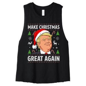 Make Christmas Great Again Trump Ugly Christmas Women's Racerback Cropped Tank