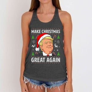 Make Christmas Great Again Trump Ugly Christmas Women's Knotted Racerback Tank