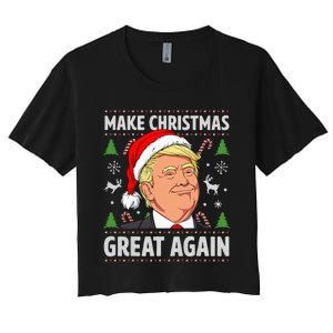 Make Christmas Great Again Trump Ugly Christmas Women's Crop Top Tee