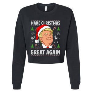 Make Christmas Great Again Trump Ugly Christmas Cropped Pullover Crew