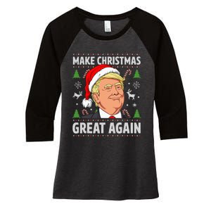 Make Christmas Great Again Trump Ugly Christmas Women's Tri-Blend 3/4-Sleeve Raglan Shirt