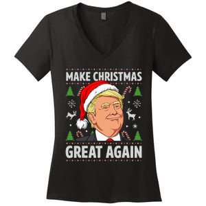 Make Christmas Great Again Trump Ugly Christmas Women's V-Neck T-Shirt