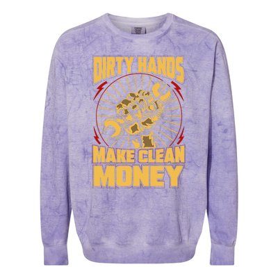 Mechanic Car Guy Dirty Hands Make Clean Money Colorblast Crewneck Sweatshirt