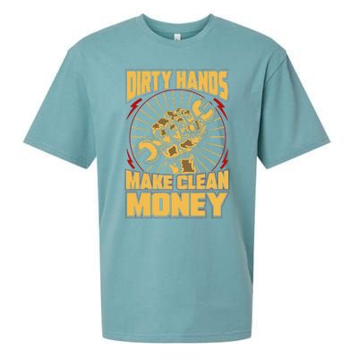 Mechanic Car Guy Dirty Hands Make Clean Money Sueded Cloud Jersey T-Shirt