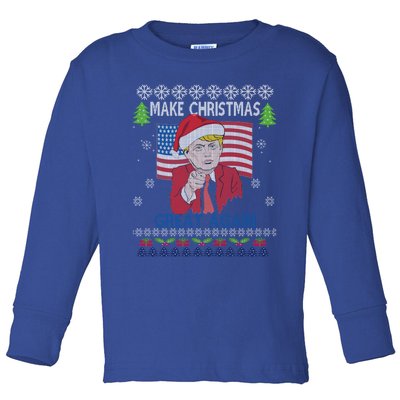 Make Christmas Great Again Ugly Christmas Party Sweater Funny Gift Toddler Long Sleeve Shirt