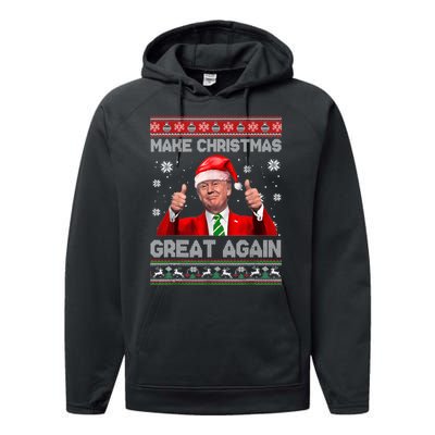 Make Christmas Great Again Ugly Xmas Funny Trump Performance Fleece Hoodie