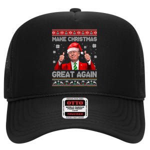 Make Christmas Great Again Ugly Xmas Funny Trump High Crown Mesh Back Trucker Hat