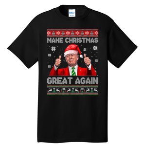 Make Christmas Great Again Ugly Xmas Funny Trump Tall T-Shirt