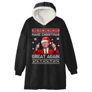 Make Christmas Great Again Ugly Xmas Funny Trump Hooded Wearable Blanket