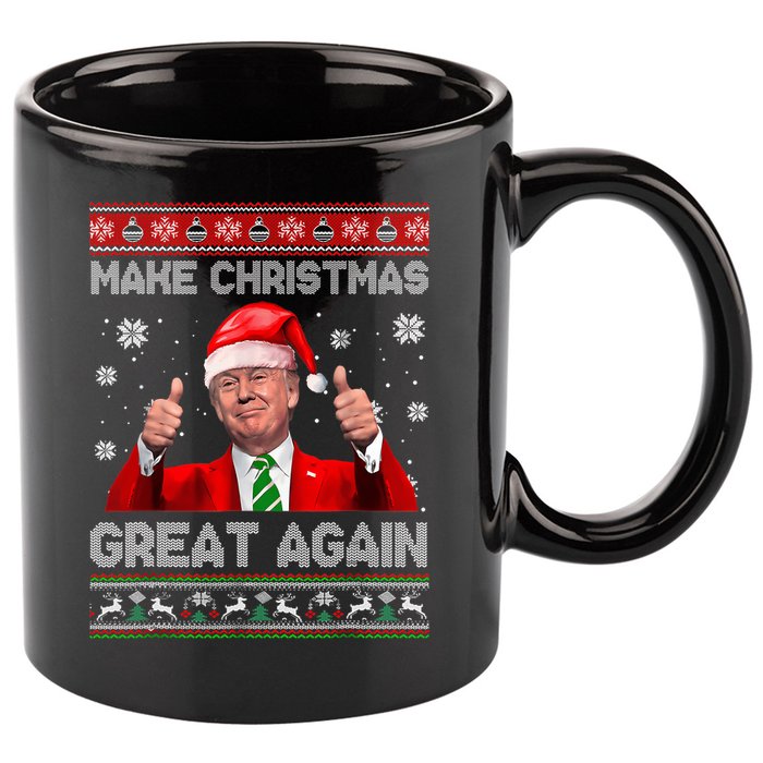 Make Christmas Great Again Ugly Xmas Funny Trump 11oz C Handle Ceramic Mug
