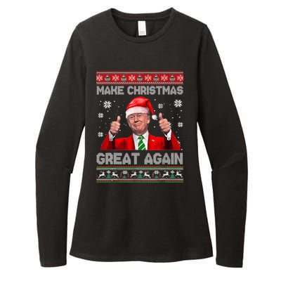 Make Christmas Great Again Ugly Xmas Funny Trump Womens CVC Long Sleeve Shirt