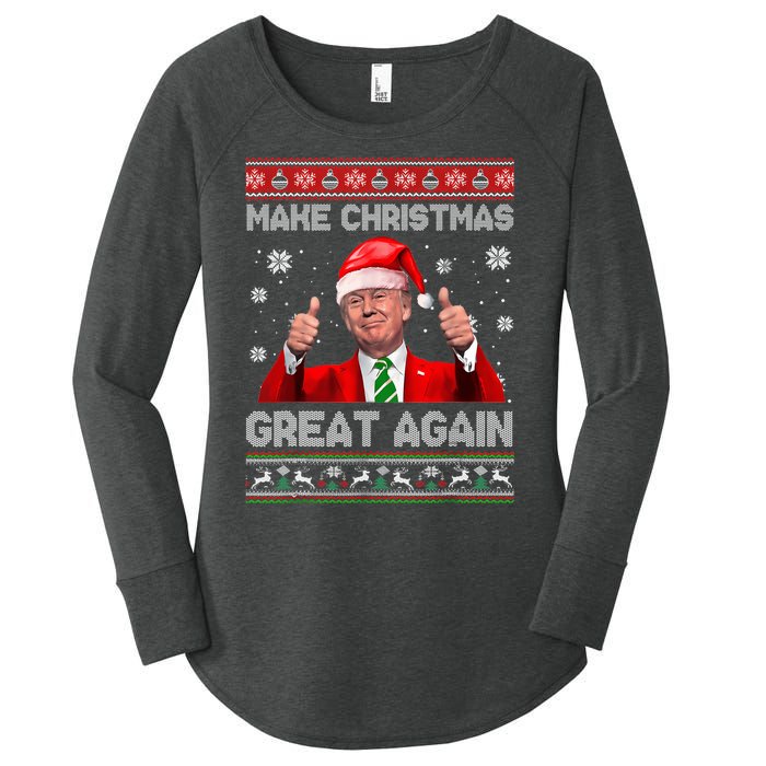 Make Christmas Great Again Ugly Xmas Funny Trump Women's Perfect Tri Tunic Long Sleeve Shirt