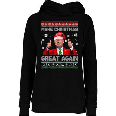 Make Christmas Great Again Ugly Xmas Funny Trump Womens Funnel Neck Pullover Hood