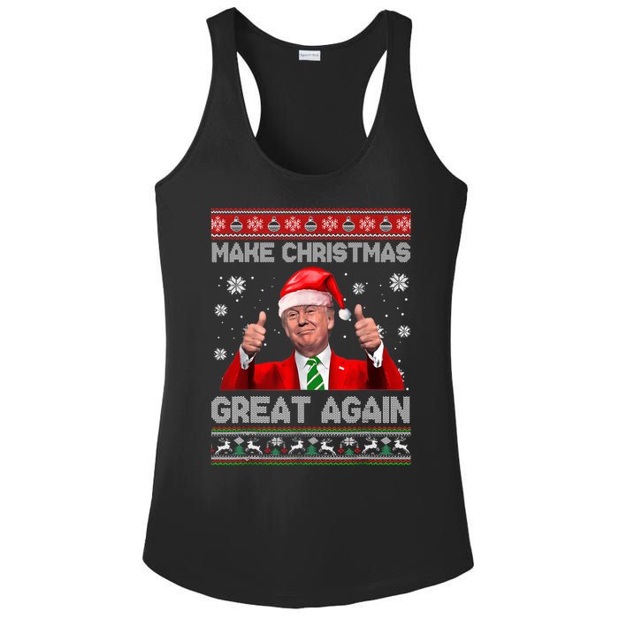 Make Christmas Great Again Ugly Xmas Funny Trump Ladies PosiCharge Competitor Racerback Tank