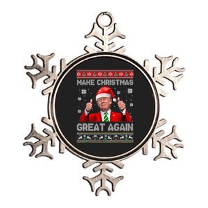 Make Christmas Great Again Ugly Xmas Funny Trump Metallic Star Ornament