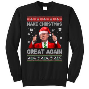 Make Christmas Great Again Ugly Xmas Funny Trump Tall Sweatshirt