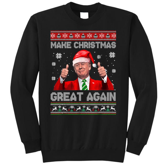 Make Christmas Great Again Ugly Xmas Funny Trump Tall Sweatshirt