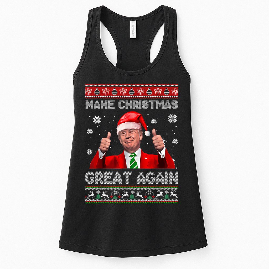 Make Christmas Great Again Ugly Xmas Funny Trump Womens Tank Top