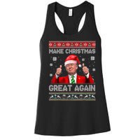 Make Christmas Great Again Ugly Xmas Funny Trump Women's Racerback Tank