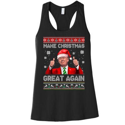 Make Christmas Great Again Ugly Xmas Funny Trump Women's Racerback Tank