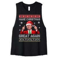 Make Christmas Great Again Ugly Xmas Funny Trump Women's Racerback Cropped Tank