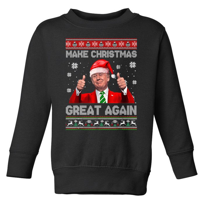 Make Christmas Great Again Ugly Xmas Funny Trump Toddler Sweatshirt