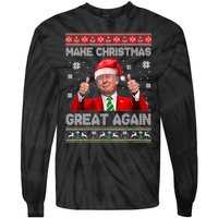 Make Christmas Great Again Ugly Xmas Funny Trump Tie-Dye Long Sleeve Shirt